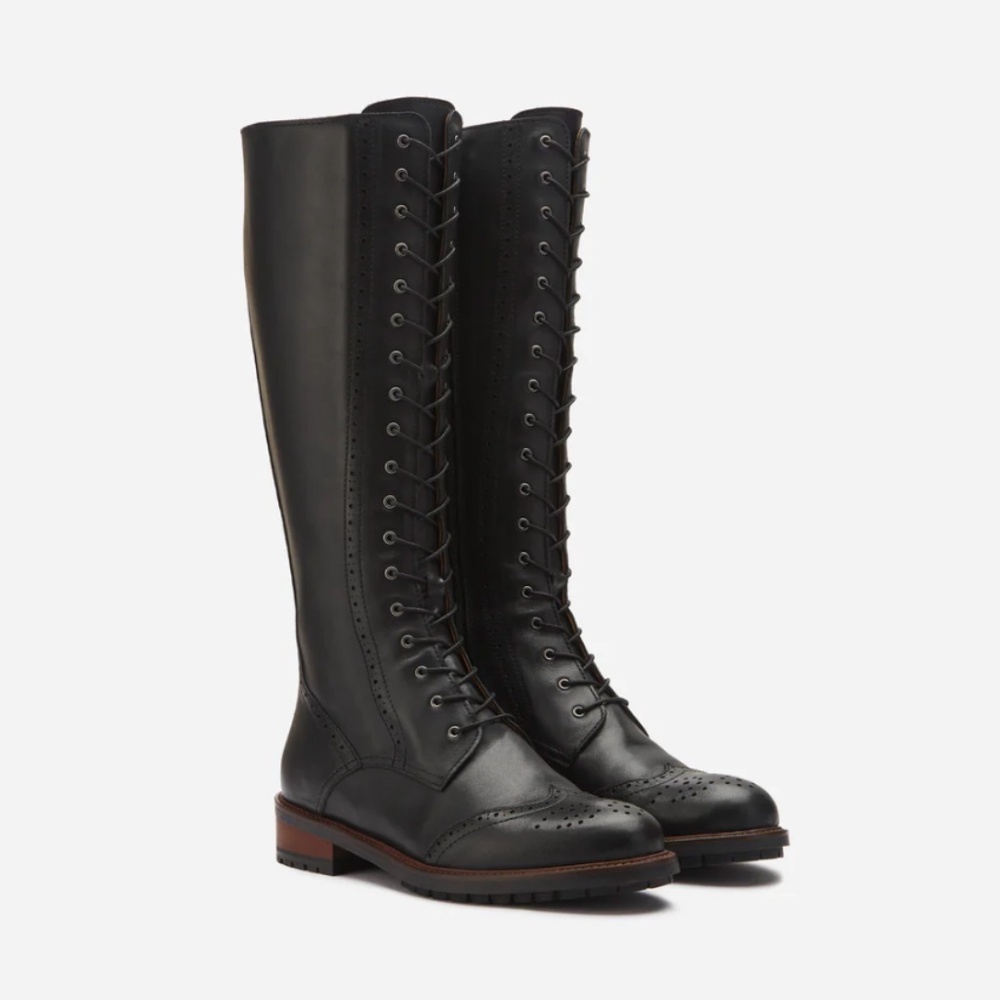 DUOBOOTS Marvel Narrow Calf Knee High Boots in Black Leather